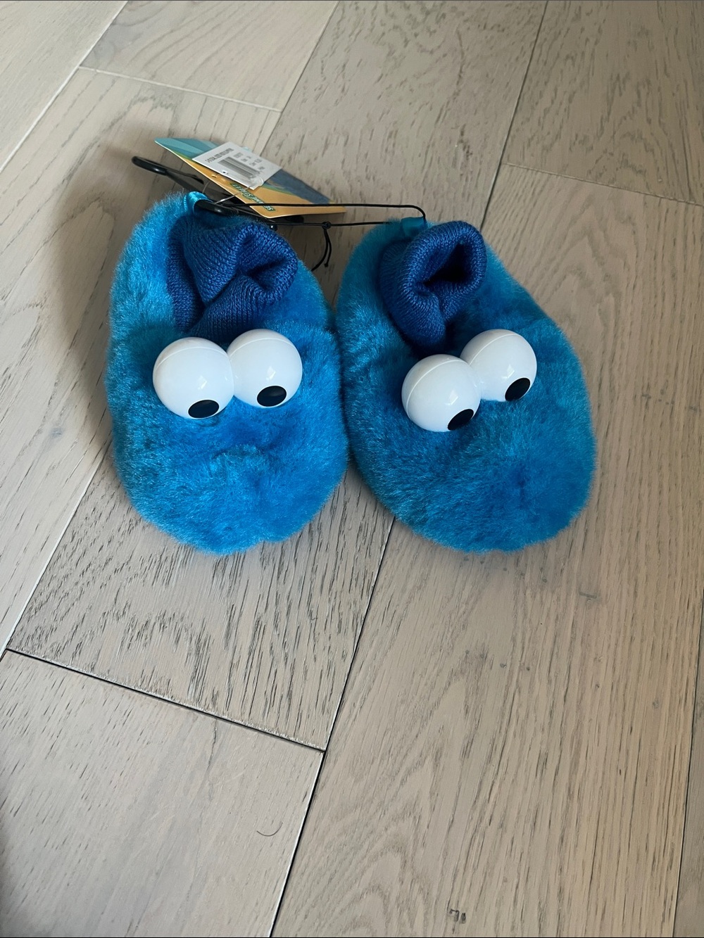 Sesame Street Cookie Monster Blue Fuzzy Slippers